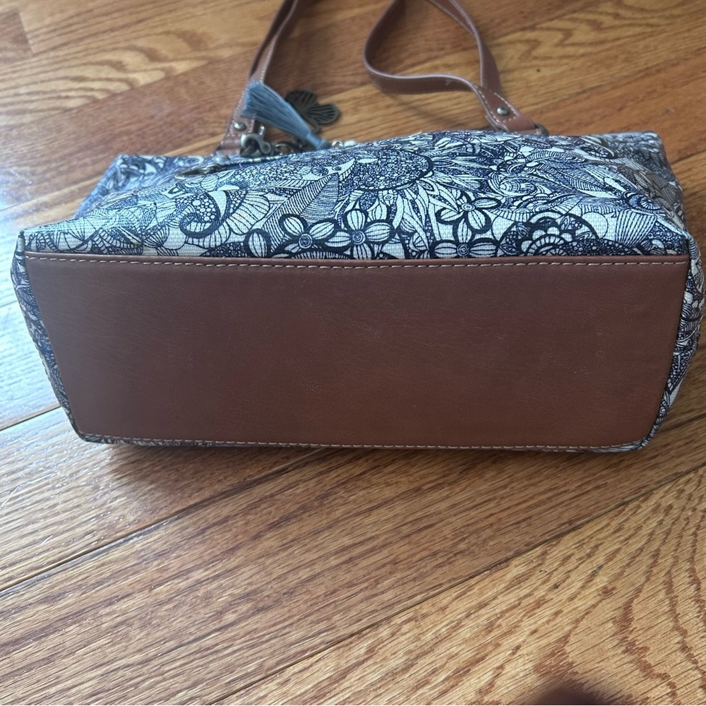 Sakroots Artist Circle Dark Blue Poly Coated Canvas Shoulder Purse Charms Boho - Picture 7 of 14